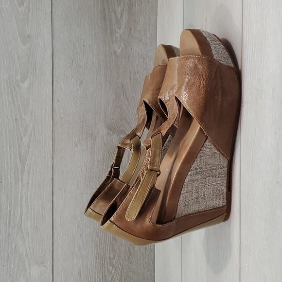 Anthropologie Antelope Karise  Ankle Leather Wedge Sandals Shoes sz 39/8 - Picture 3 of 12